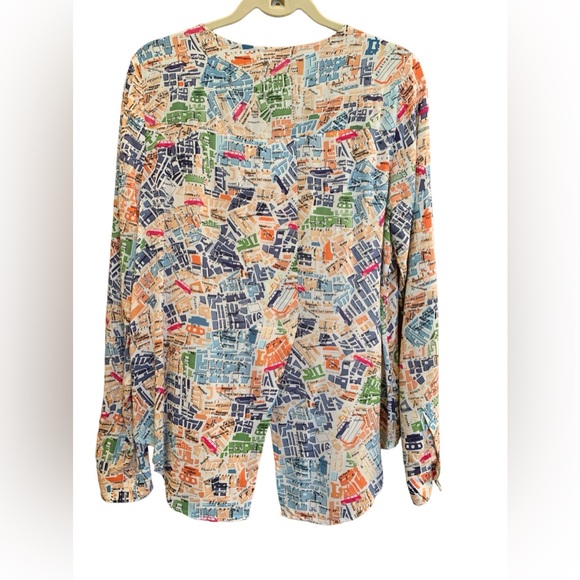 Maeve Anthropologie London Map Button-down Shirt with pockets, size 8/M - Picture 4 of 8